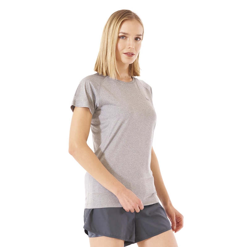 POLERA MUJER CORE Q-DRY T-SHIRT MELANGE GRIS CLARO LIPPI - 3