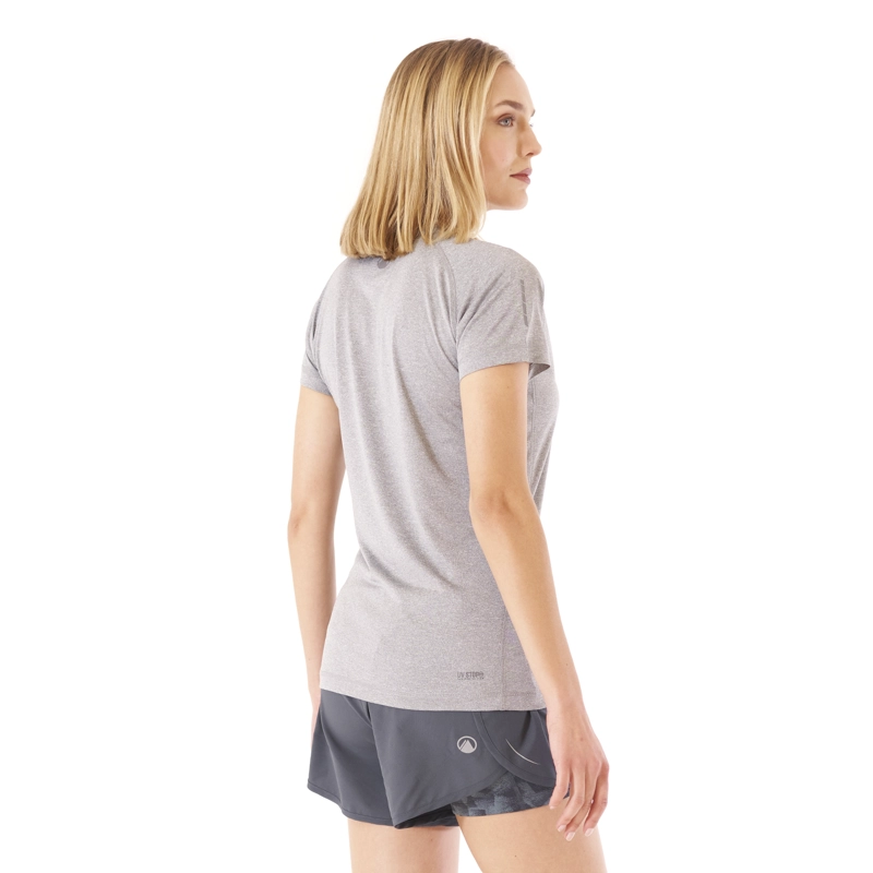 POLERA MUJER CORE Q-DRY T-SHIRT MELANGE GRIS CLARO LIPPI - 4