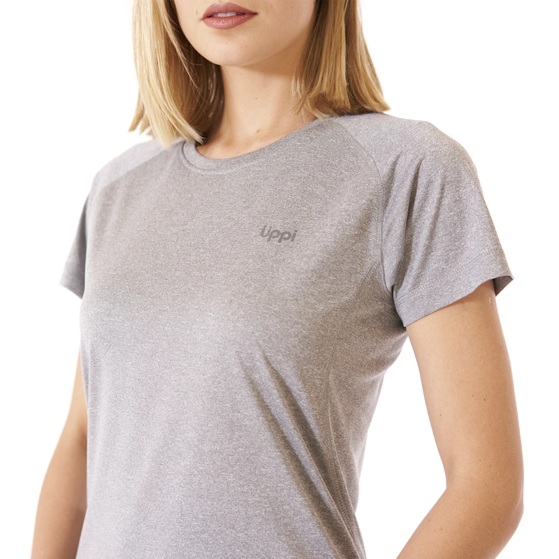 POLERA MUJER CORE Q-DRY T-SHIRT MELANGE GRIS CLARO LIPPI - 5