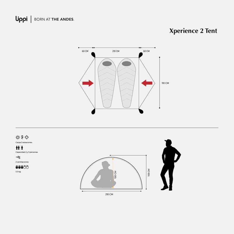 CARPA LIPPI UNISEX EXPERIENCE 2 TENT ROJO - 7