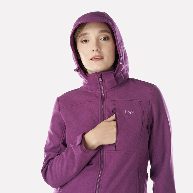 CHAQUETA MUJER MACAYA SOFTSHELL HOODY JACKET MELANGE PURPURA LIPPI - 2