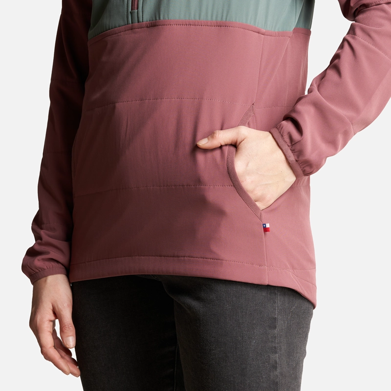 POLERON MUJER DEL SUR 1/4 ZIP SIN CAPUCHA  PALO ROSA HAKA HONU - 6