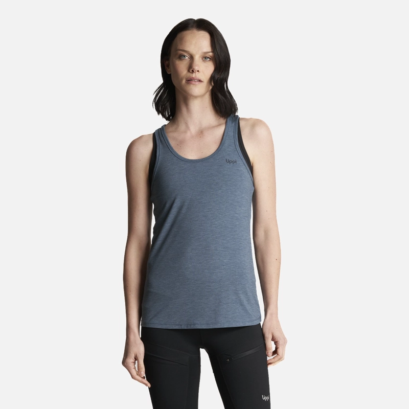 POLERA MUJER SUMMIT UV-STOP TANK AZUL GRISACEO LIPPI - 2