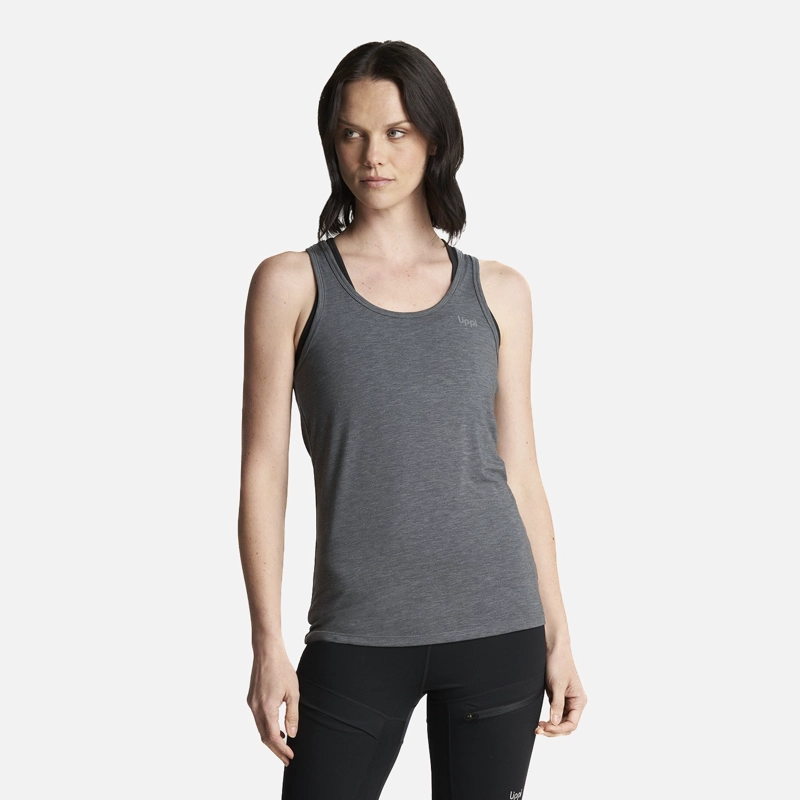 POLERA MUJER SUMMIT UV-STOP TANK GRIS MEDIO LIPPI - 2