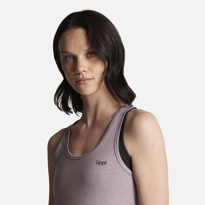 POLERA MUJER SUMMIT UV-STOP TANK MELANGE MALVA LIPPI - 5