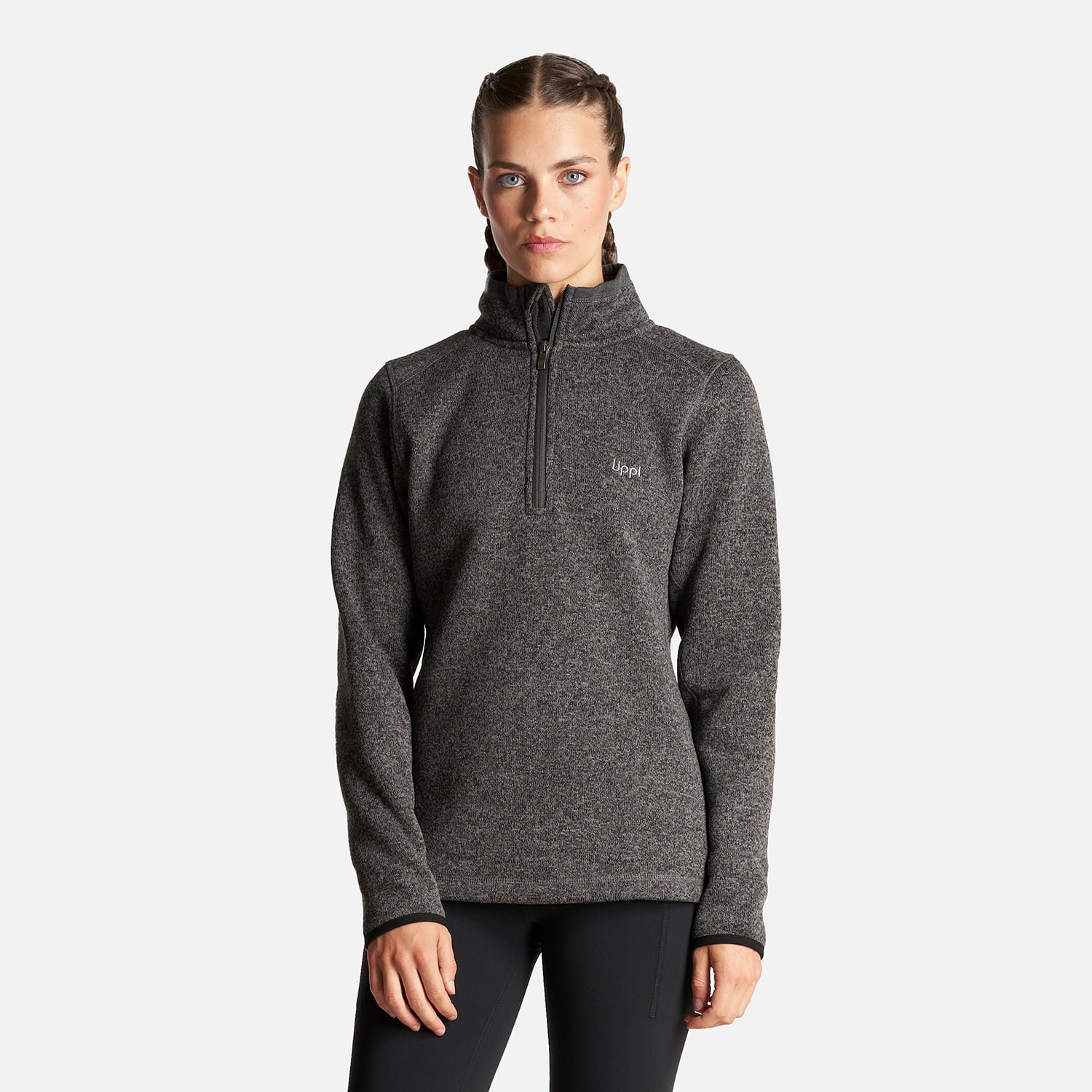 POLERON MUJER CORONADO BLEND-PRO JACKET 1/4 ZIP MELANGE NEGRO LIPPI - 2