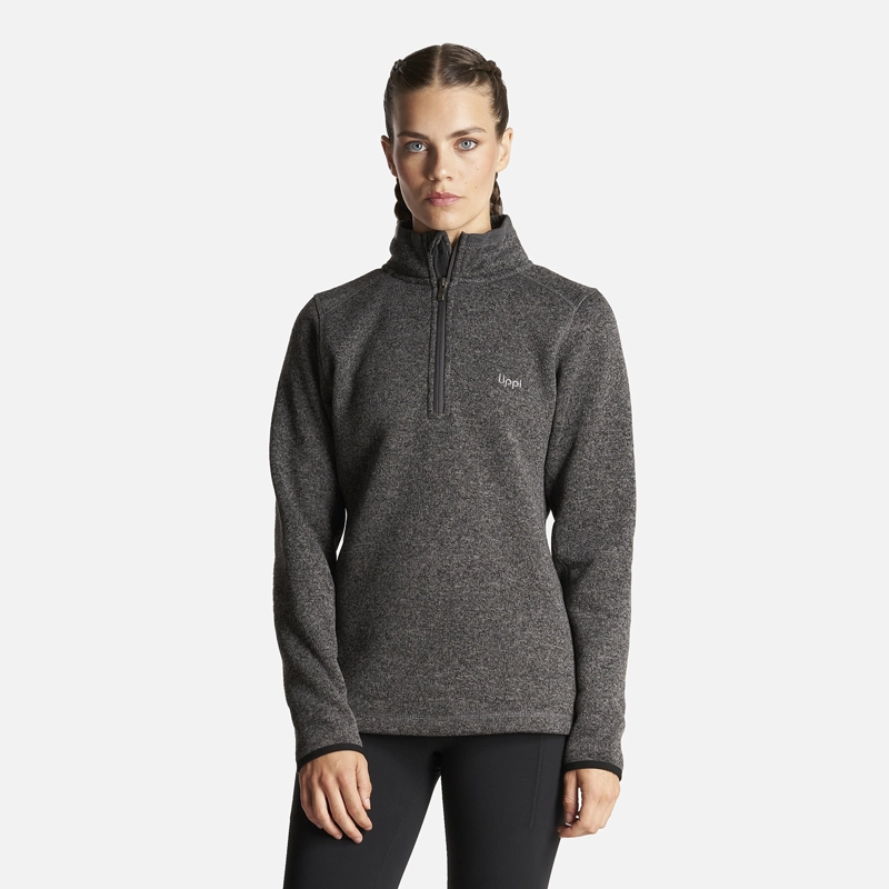 POLERON MUJER CORONADO BLEND-PRO JACKET 1/4 ZIP MELANGE NEGRO LIPPI - 2