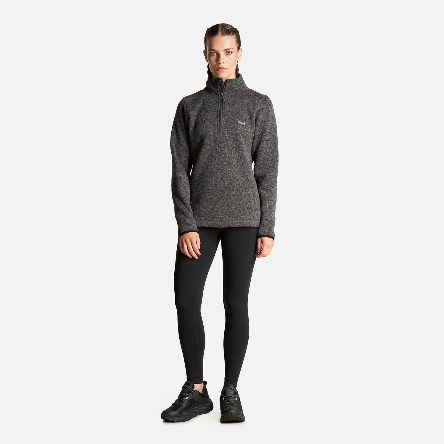 POLERON MUJER CORONADO BLEND-PRO JACKET 1/4 ZIP MELANGE NEGRO LIPPI - 7