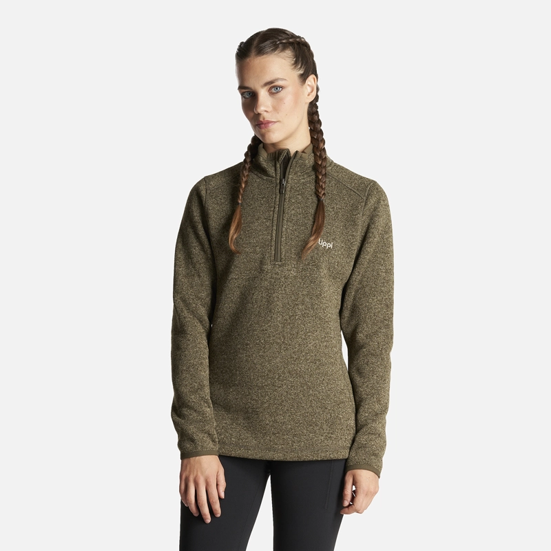 POLERON MUJER CORONADO THERM-PRO PULLOVER MELANGE VERDE OSCURO LIPPI - 2