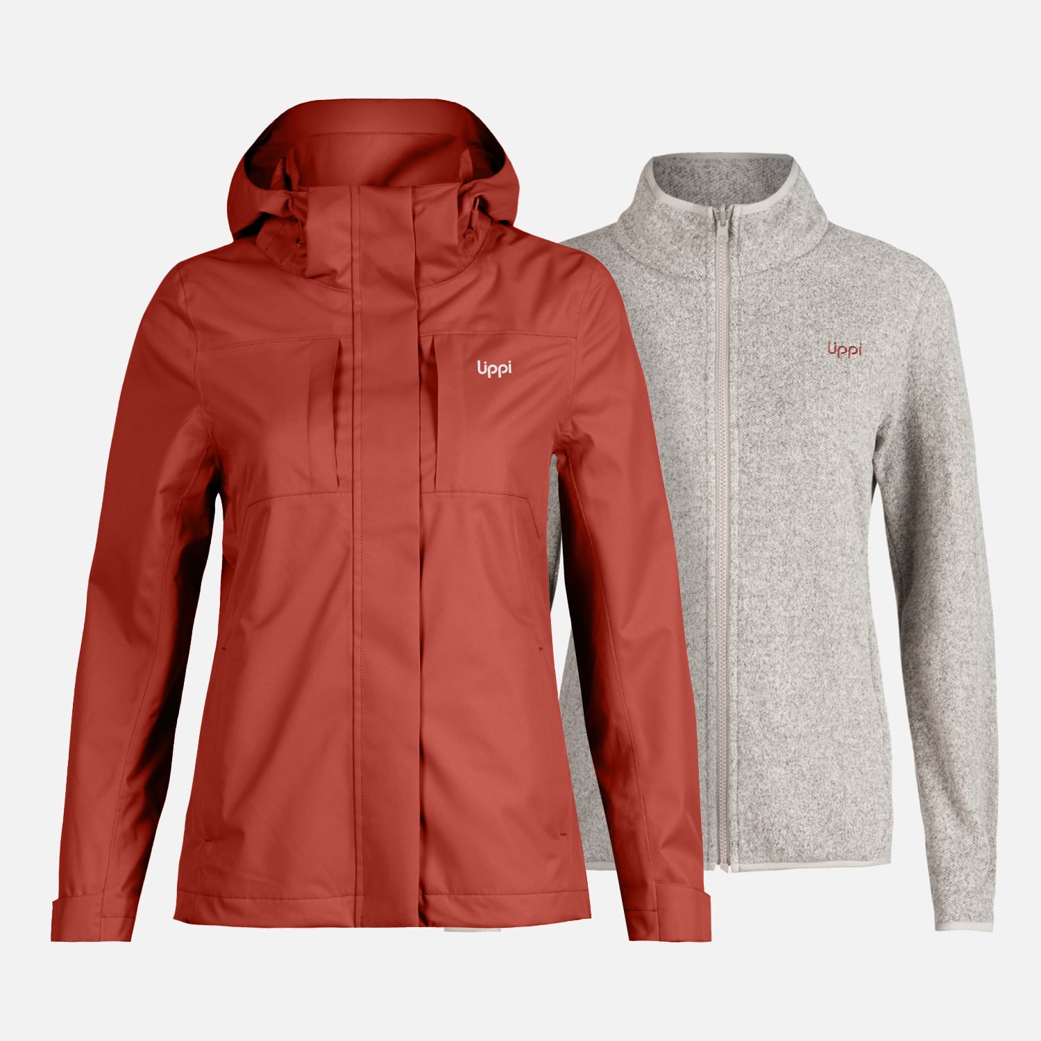 CHAQUETA MUJER TRES CRUCES FUSION-3 HOODY JACKET VINO/CREMA  LIPPI - 1