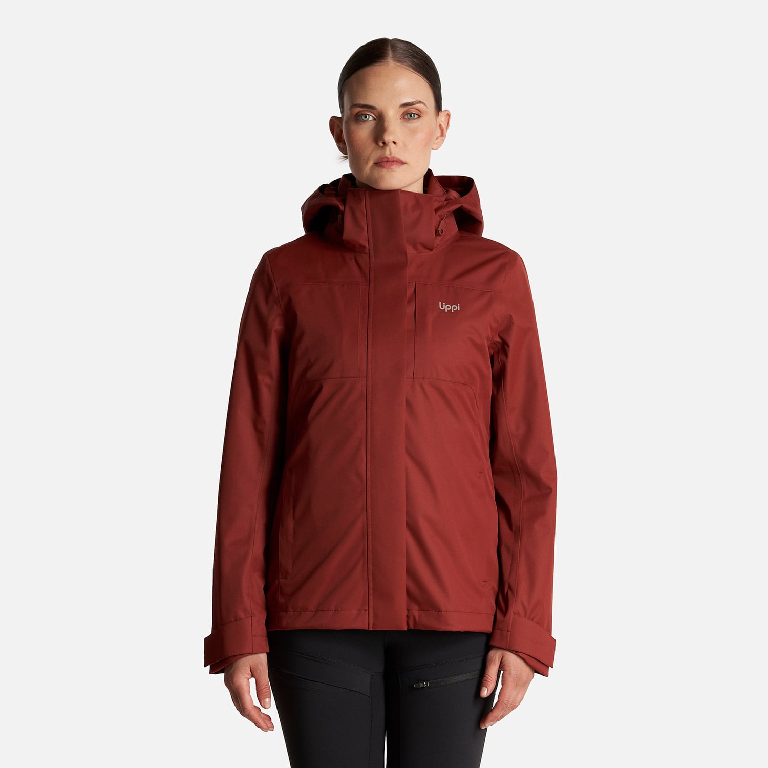 CHAQUETA MUJER TRES CRUCES FUSION-3 HOODY JACKET VINO/CREMA LIPPI - 2
