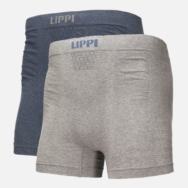 ROPA INTERIOR HOMBRE PACK SKINTEC SEAMLESS BOXER GRIS MEDIO Y AZUL MARINO LIPPI I23 - 1
