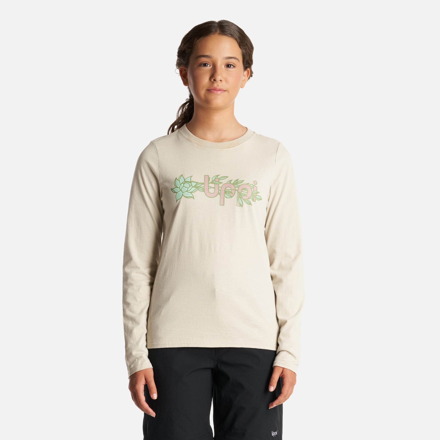 POLERA ALGODÓN NIÑA LIPPI CREMA TEEN GIRL LOGO LONG SLEEVE T-SHIRT - 2