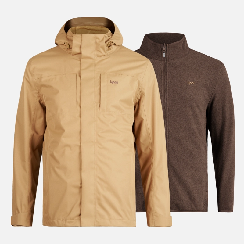 LIPPI CHAQUETA HOMBRE TRES CRUCES FUSION-3 HOODY JACKET MOSTAZA OSCURO LIPPI