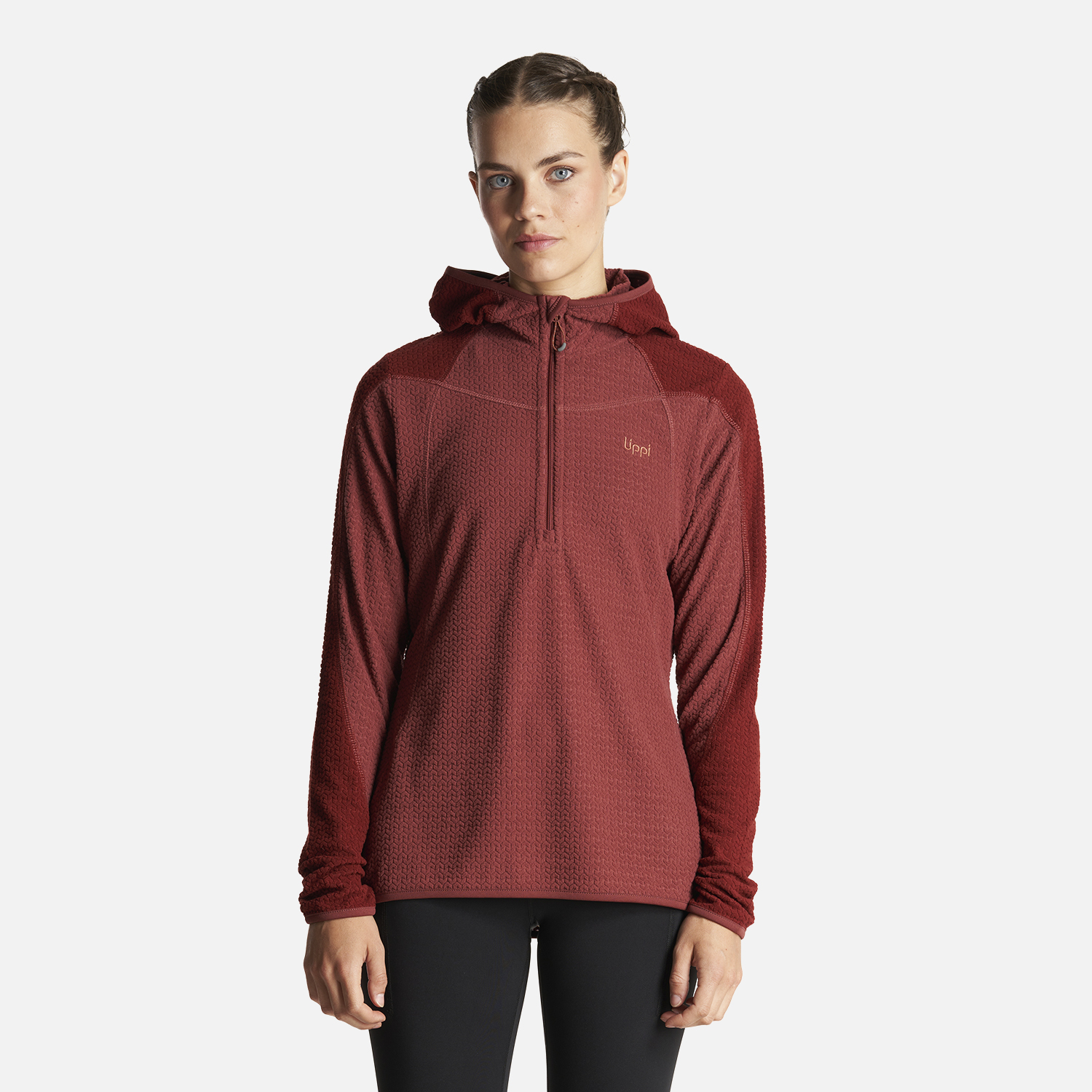 POLERON MUJER JACARANDA NANO-F 14 ZIP HOODY LADRILLO LIPPI - 1
