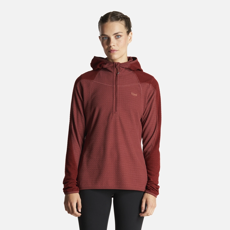 POLERON MUJER JACARANDA NANO-F 14 ZIP HOODY LADRILLO LIPPI - 1
