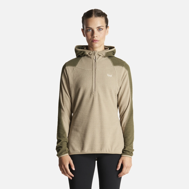 POLERON MUJER JACARANDA NANO-F 14 ZIP HOODY VERDE GRISACEO LIPPI - 1