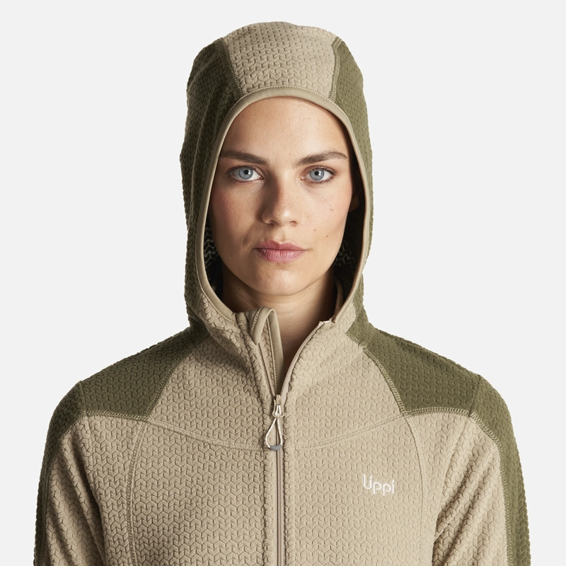 POLERON MUJER JACARANDA NANO-F 14 ZIP HOODY VERDE GRISACEO LIPPI - 4