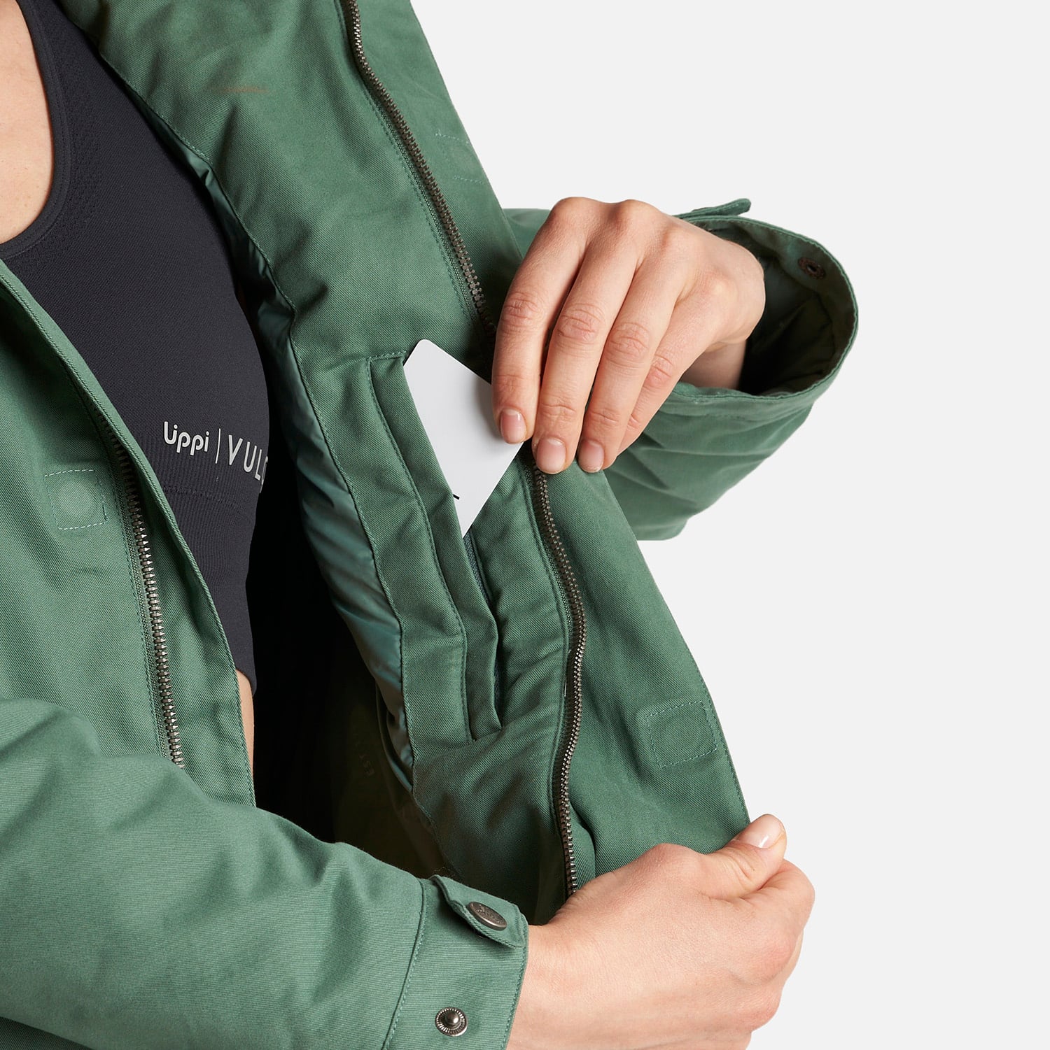 CHAQUETA MUJER PEUMO CANVAS HOODY JACKET VERDE BOTELLA LIPPI - 6