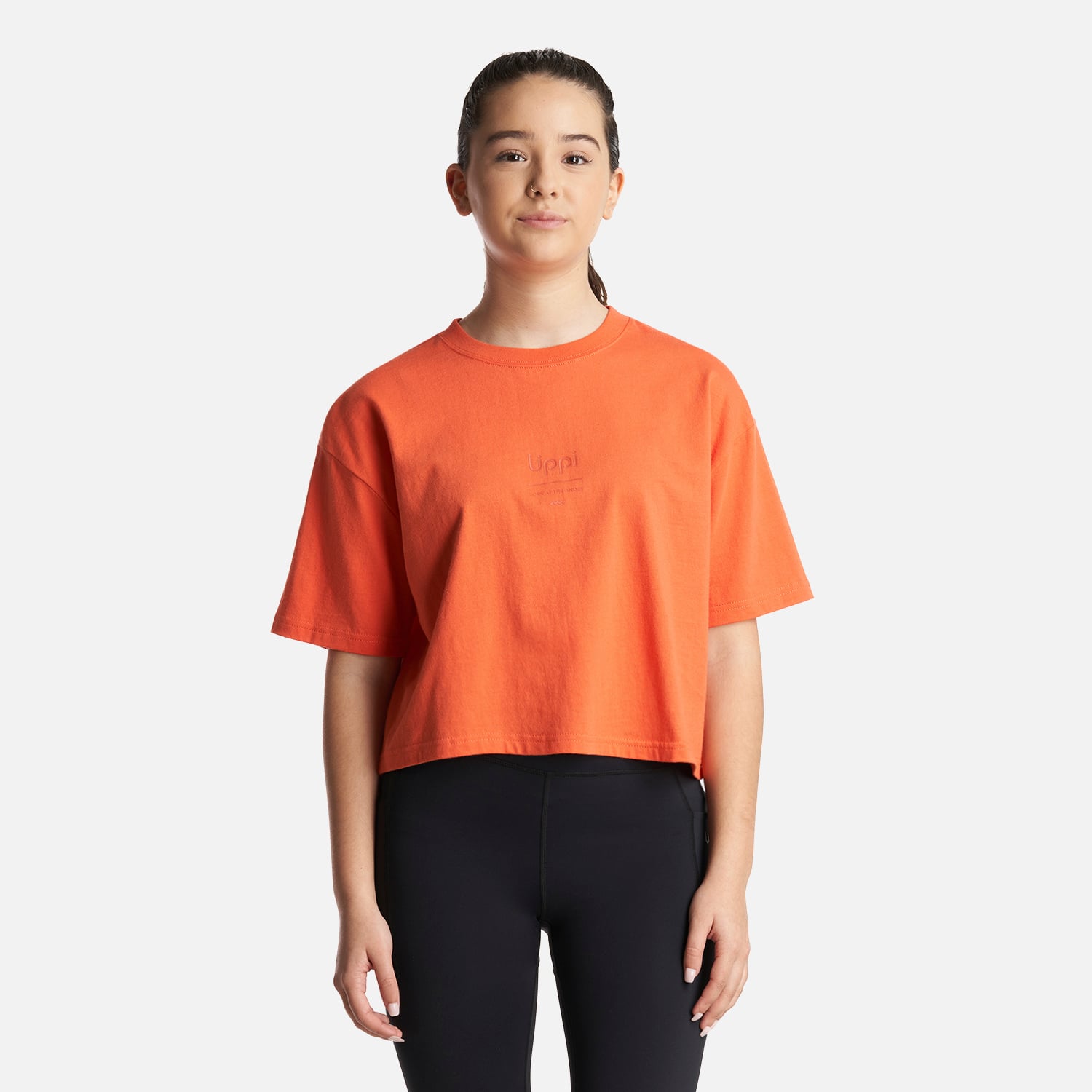 POLERA ALGODÓN NIÑA LIPPI SALMÓN TEEN GIRL SKYLINE CROP T-SHIRT - 2