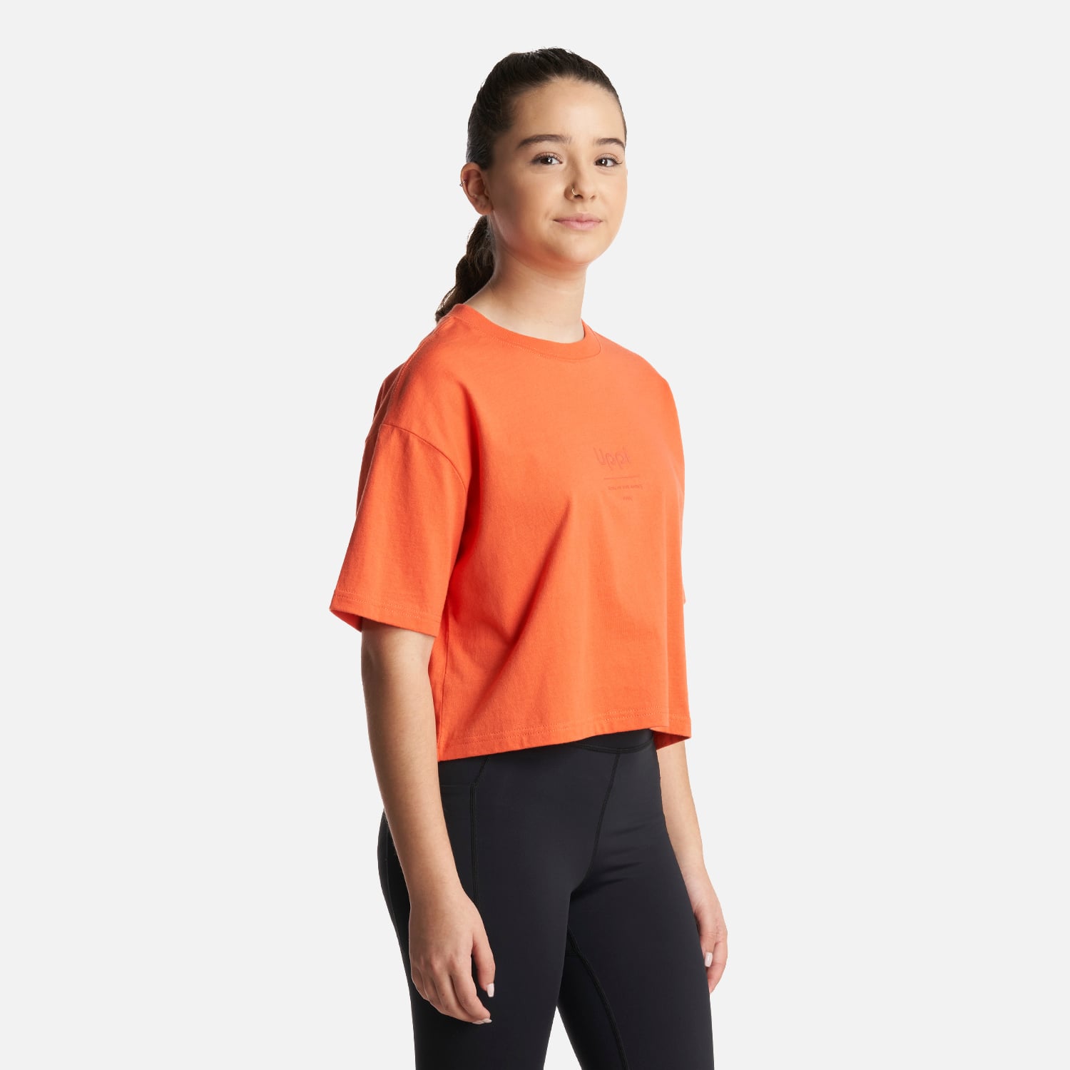 POLERA ALGODÓN NIÑA LIPPI SALMÓN TEEN GIRL SKYLINE CROP T-SHIRT - 3