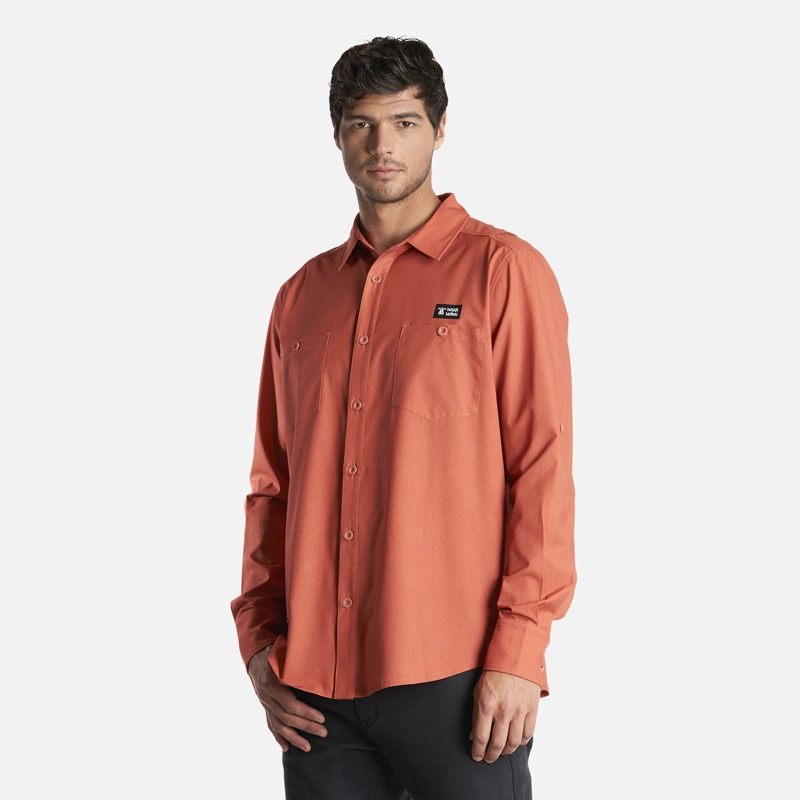 CAMISA HOMBRE CUMBRE MANGA LARGA TERRACOTA HAKA HONU - 3