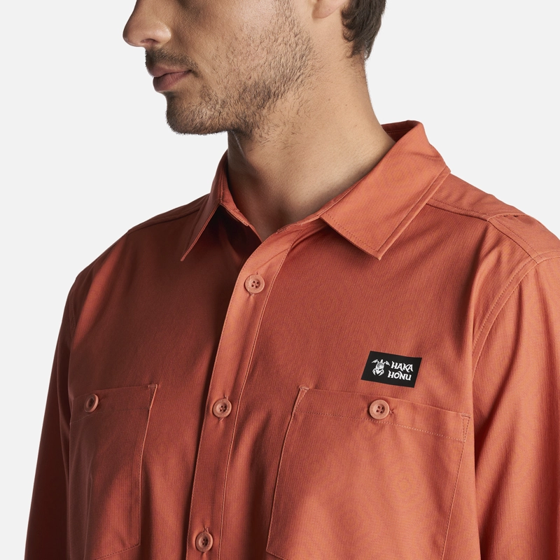 CAMISA HOMBRE CUMBRE MANGA LARGA TERRACOTA HAKA HONU - 5