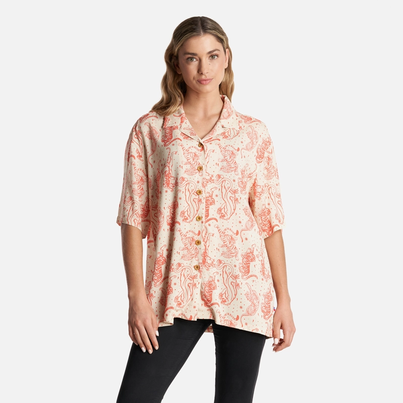 CAMISA MUJER COLA DE TIGRE PRINT BEIGE HAKA HONU - 2