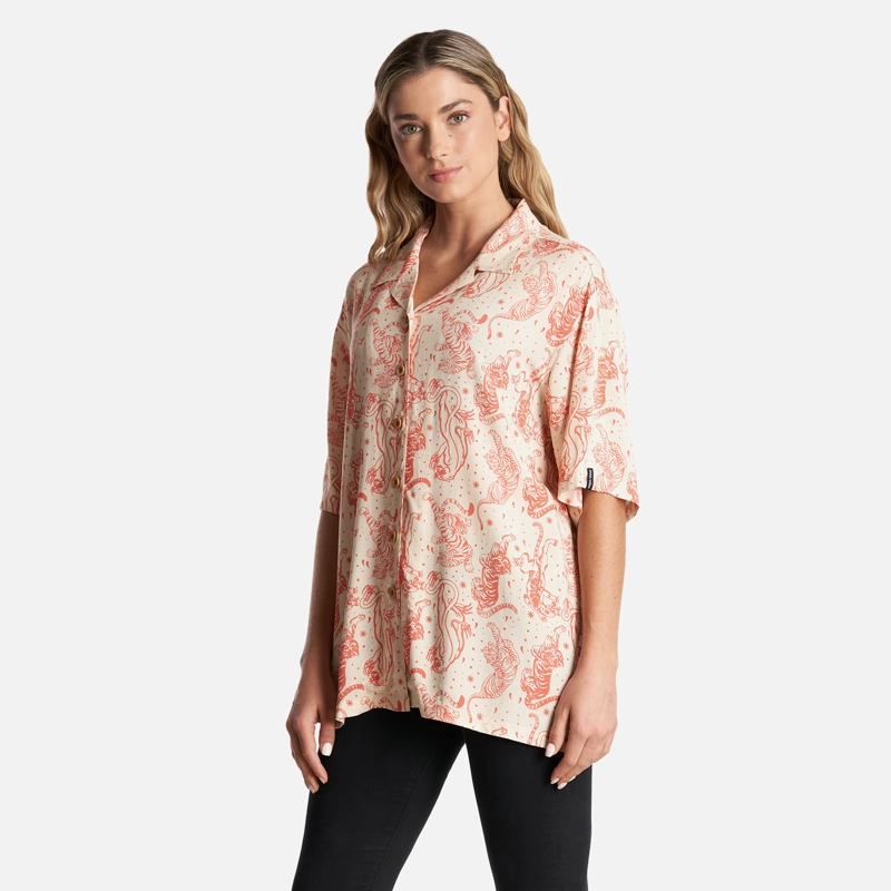 CAMISA MUJER COLA DE TIGRE PRINT BEIGE HAKA HONU - 3
