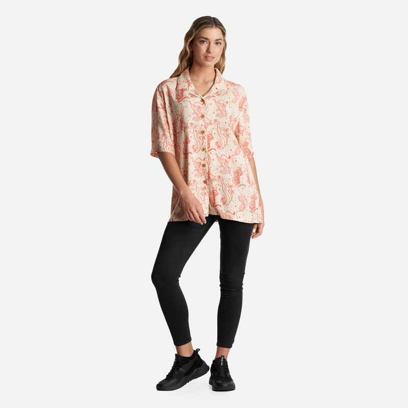 CAMISA MUJER COLA DE TIGRE PRINT BEIGE HAKA HONU - 6