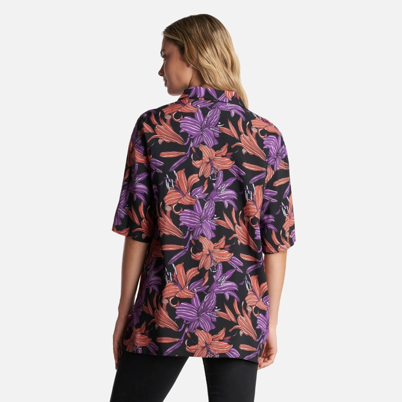 CAMISA MUJER HIBISCUS PRINT NEGRO HAKA HONU - 4