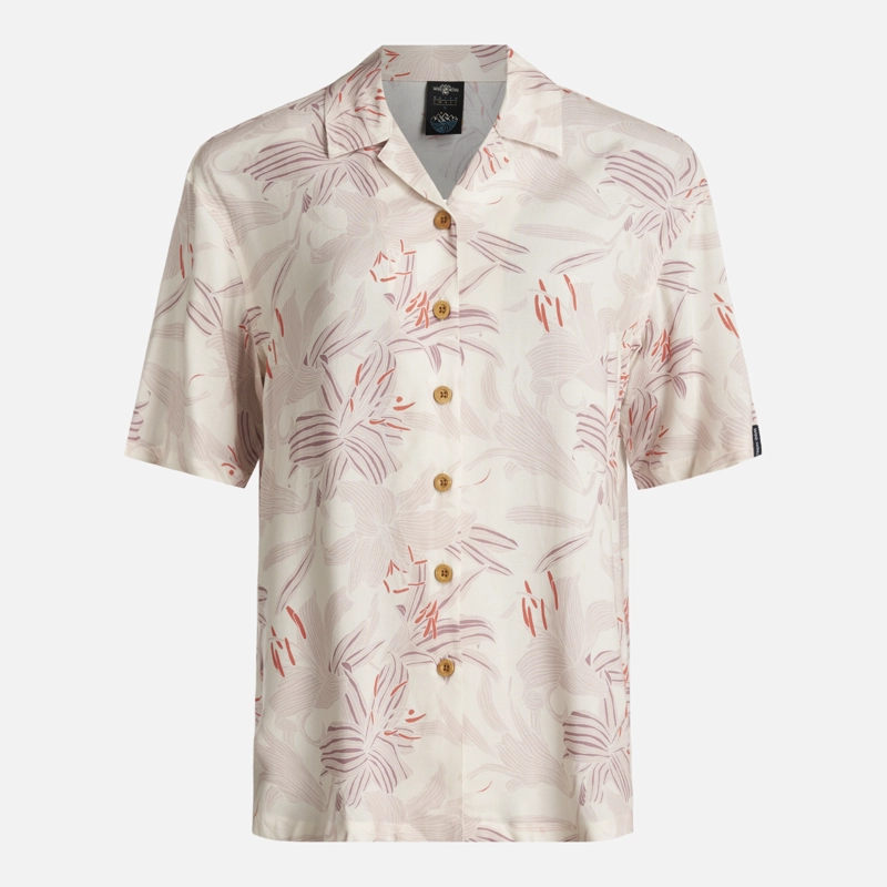 HAKA HONU CAMISA MUJER HIBISCUS PRINT BEIGE HAKA HONU