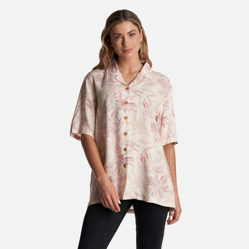 CAMISA MUJER HIBISCUS PRINT BEIGE HAKA HONU - 2