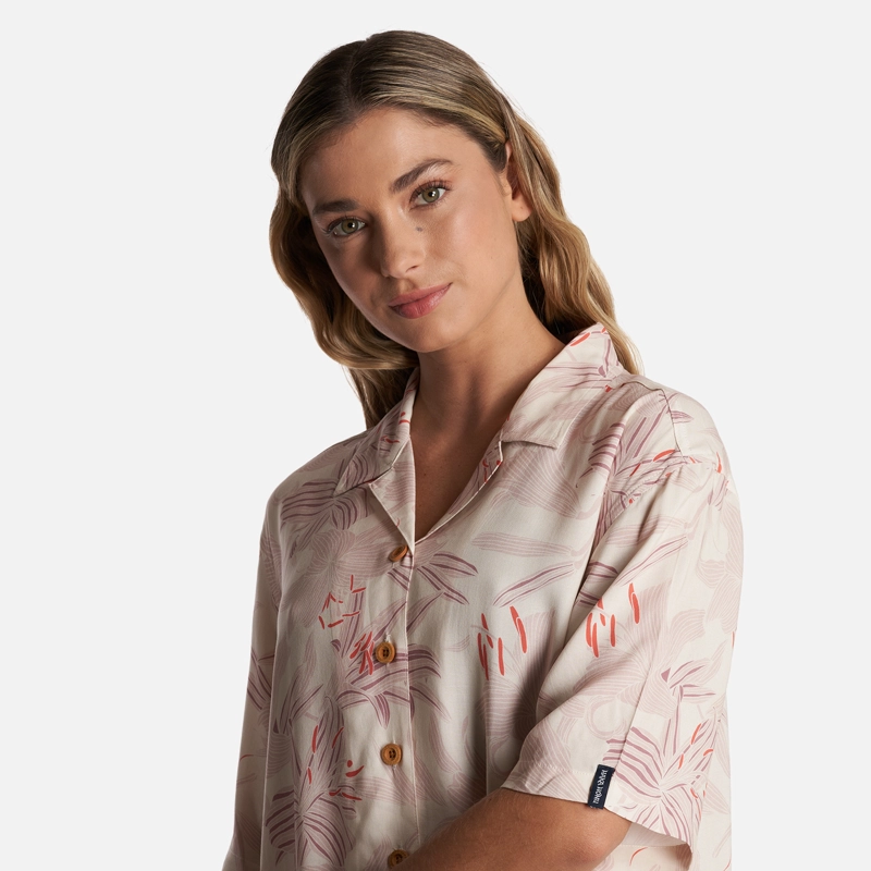 CAMISA MUJER HIBISCUS PRINT BEIGE HAKA HONU - 5