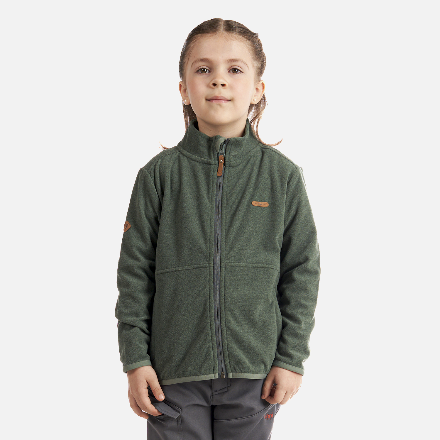 POLERÓN NIÑA LIPPI VERDE STRIPES NANO-F FULL ZIP GRISACEO - 2