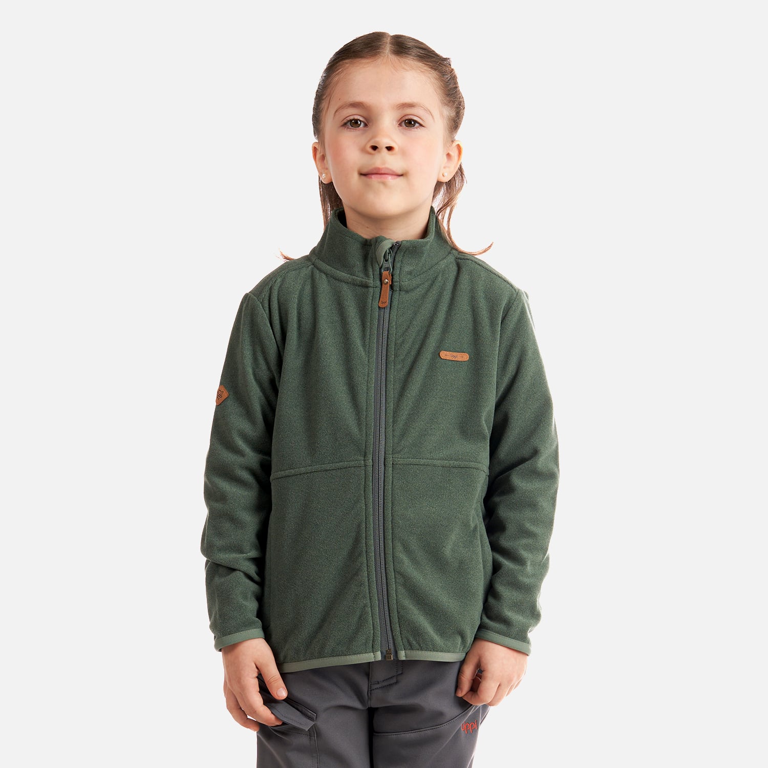 POLERÓN NIÑA LIPPI VERDE STRIPES NANO-F FULL ZIP GRISACEO - 2