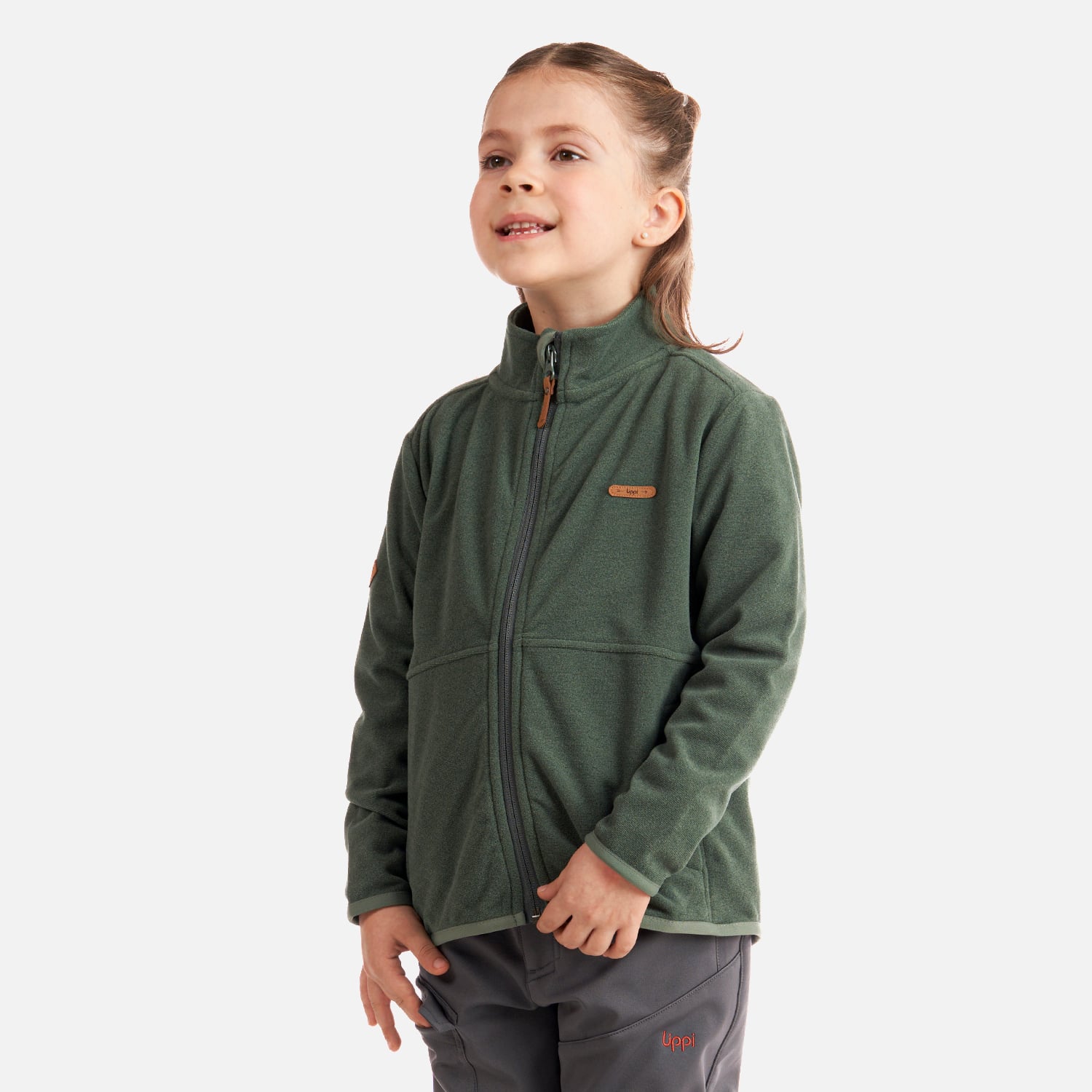 POLERÓN NIÑA LIPPI VERDE STRIPES NANO-F FULL ZIP GRISACEO - 3