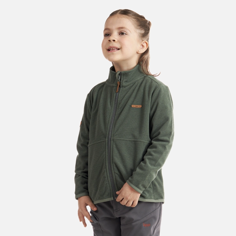 POLERÓN NIÑA LIPPI VERDE STRIPES NANO-F FULL ZIP GRISACEO - 3