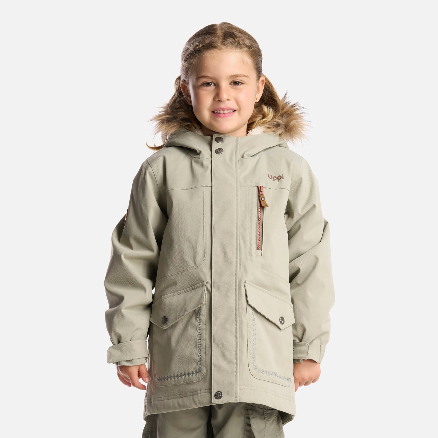 CHAQUETA NIÑA LIPPI VERDE ROBLE B-DRY HOODY JACKET GRISACEO - 2