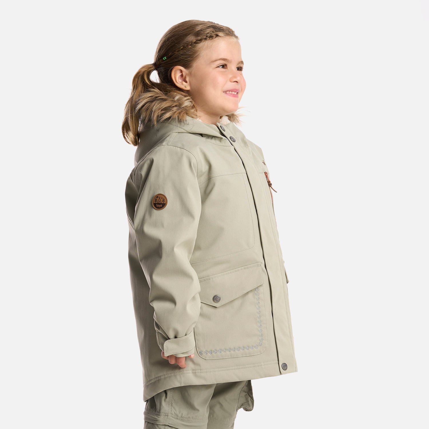 CHAQUETA NIÑA LIPPI VERDE ROBLE B-DRY HOODY JACKET GRISACEO - 3