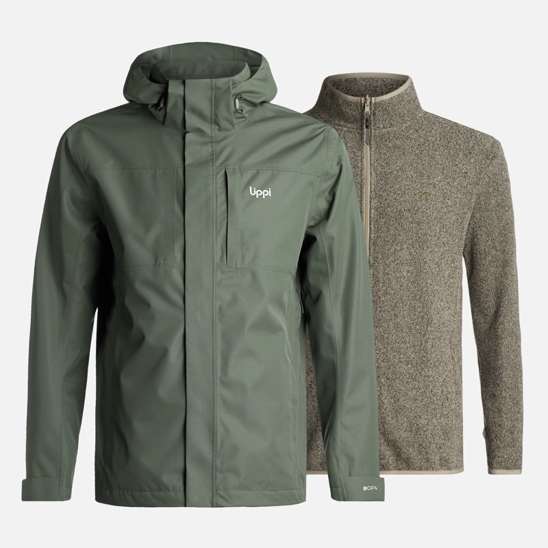 CHAQUETA HOMBRE TRES CRUCES FUSION-3 HOODY JACKET VERDE MILITAR LIPPI - 1
