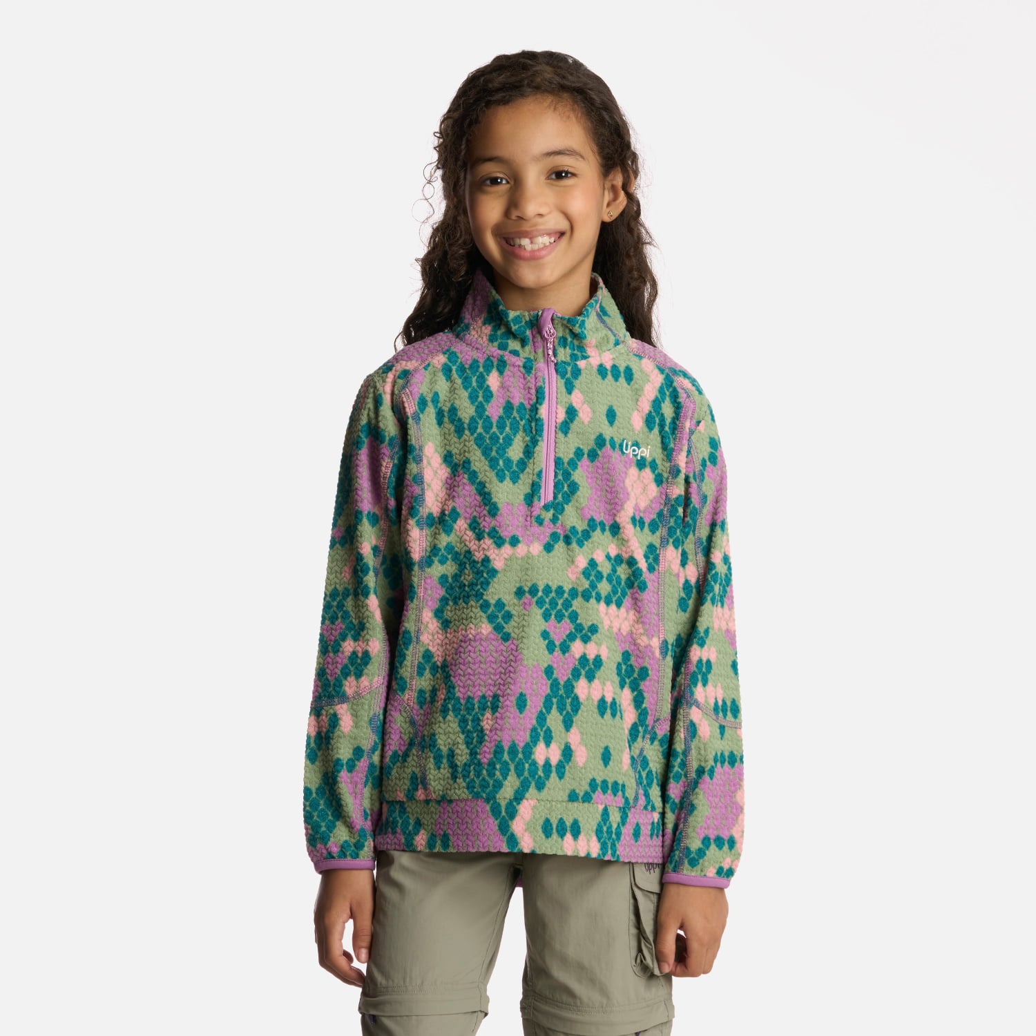 POLERÓN NIÑA LIPPI VERDE SALTAMONTES NANO-F 14 ZIP PRINT TURQUESA - 1
