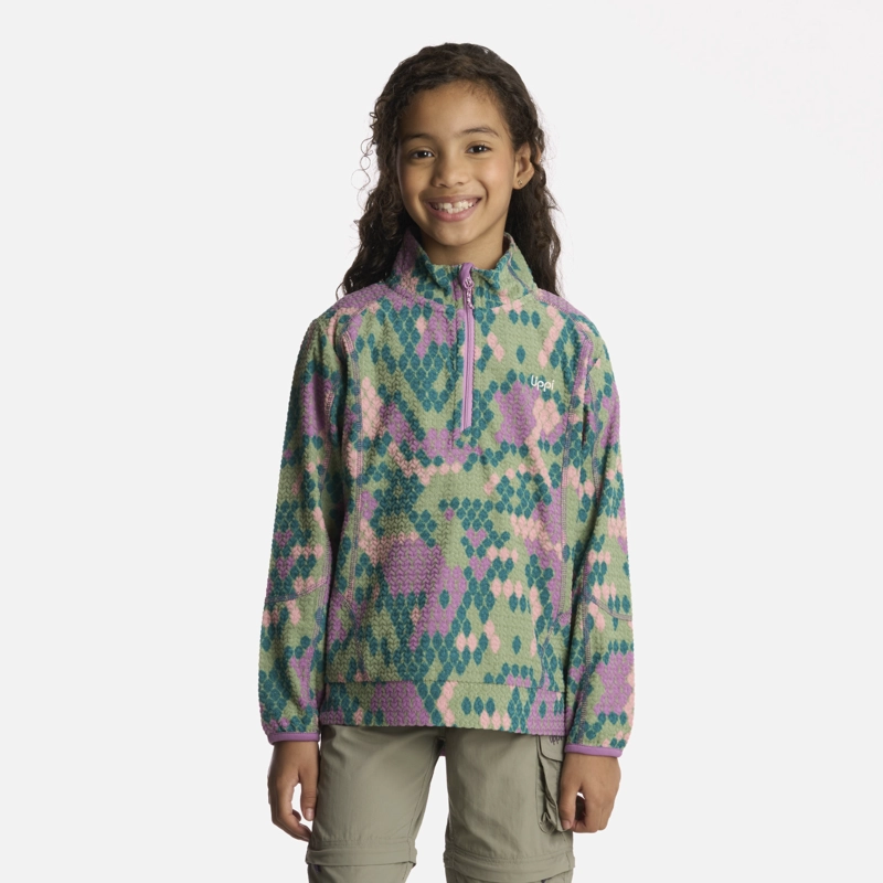 POLERÓN NIÑA LIPPI VERDE SALTAMONTES NANO-F 14 ZIP PRINT TURQUESA - 1