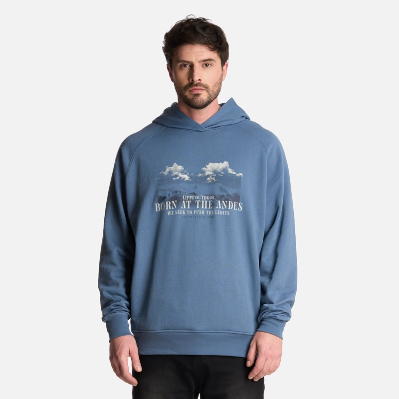 POLERON HOMBRE INSIGNE HOODY SWEATSHIRT FRONT PRINT AZUL PIEDRA LIPPI - 1