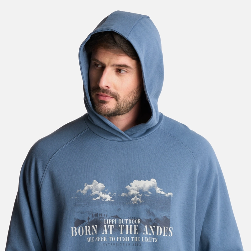 POLERON HOMBRE INSIGNE HOODY SWEATSHIRT FRONT PRINT AZUL PIEDRA LIPPI - 4