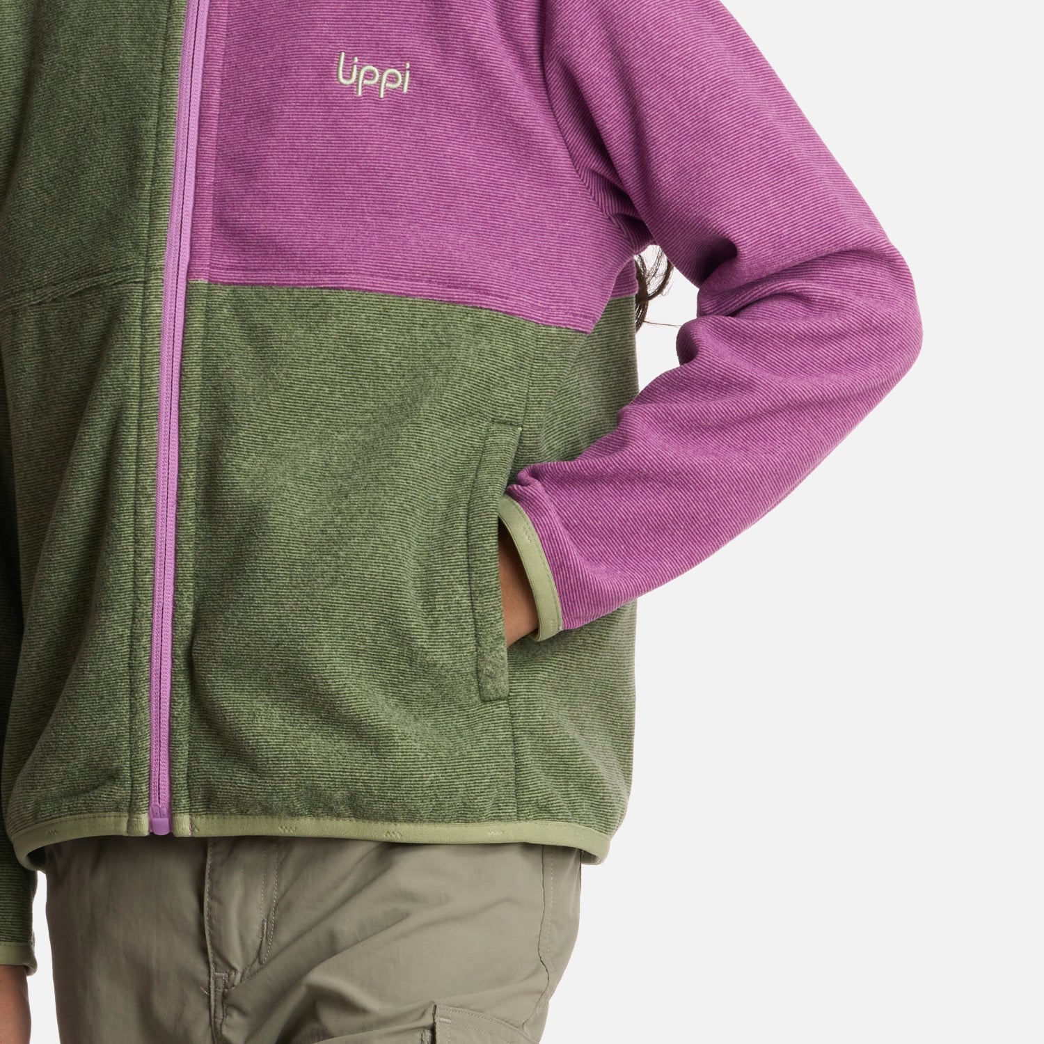 POLERÓN NIÑA LIPPI VERDE STRIPES NANO-F FULL ZIP JADE - 4