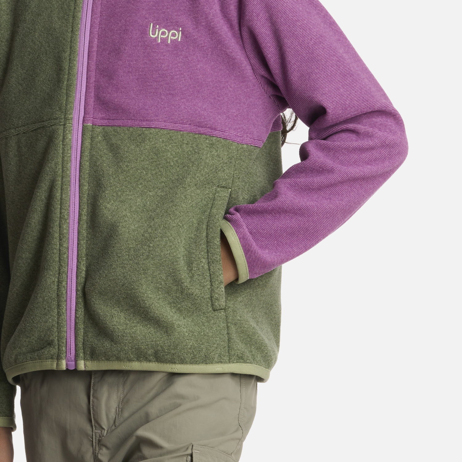 POLERÓN NIÑA LIPPI VERDE STRIPES NANO-F FULL ZIP JADE - 4