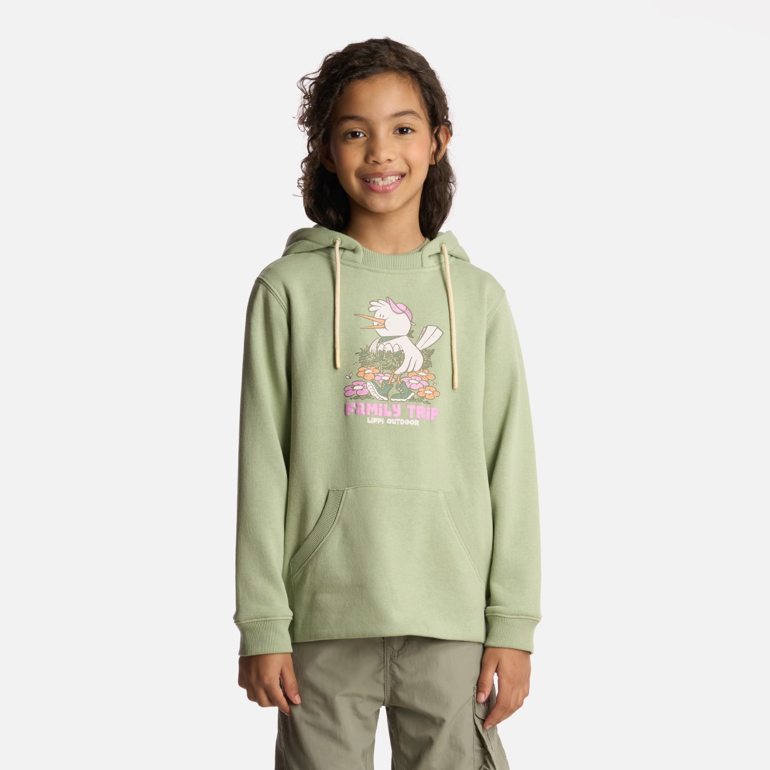 POLERÓN ALGODÓN ORGÁNICO NIÑA LIPPI VERDE INSIGNE HOODY SWEATSHIRT JADE - 1