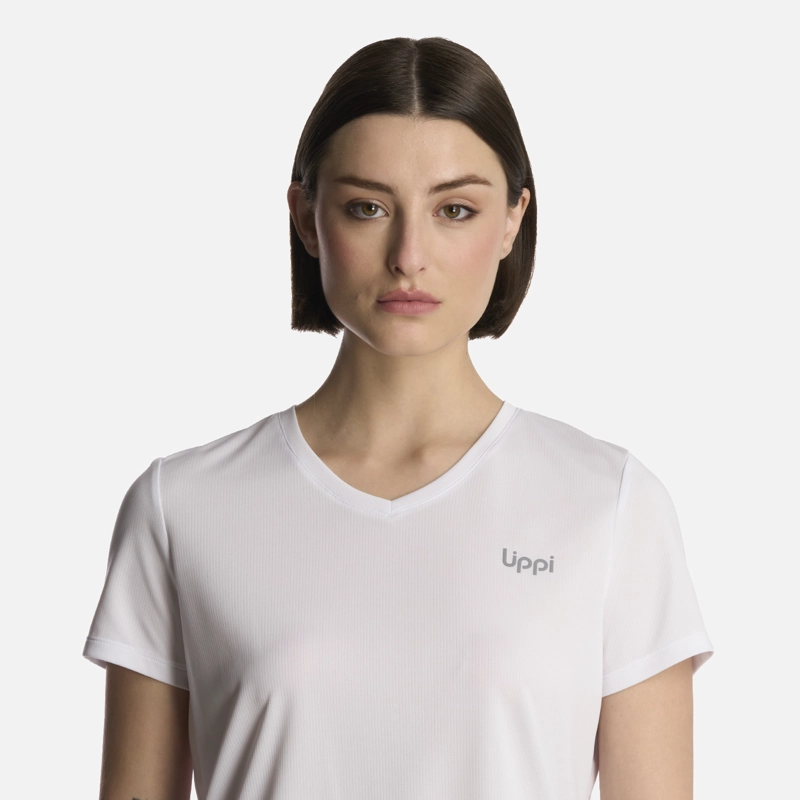 POLERA MUJER CORE V-NECK Q-DRY T-SHIRT BLANCO LIPPI - 4