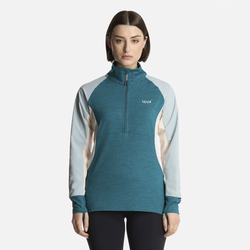 POLERON MUJER EGGER 1/4 ZIP PETROLEO LIPPI - 1